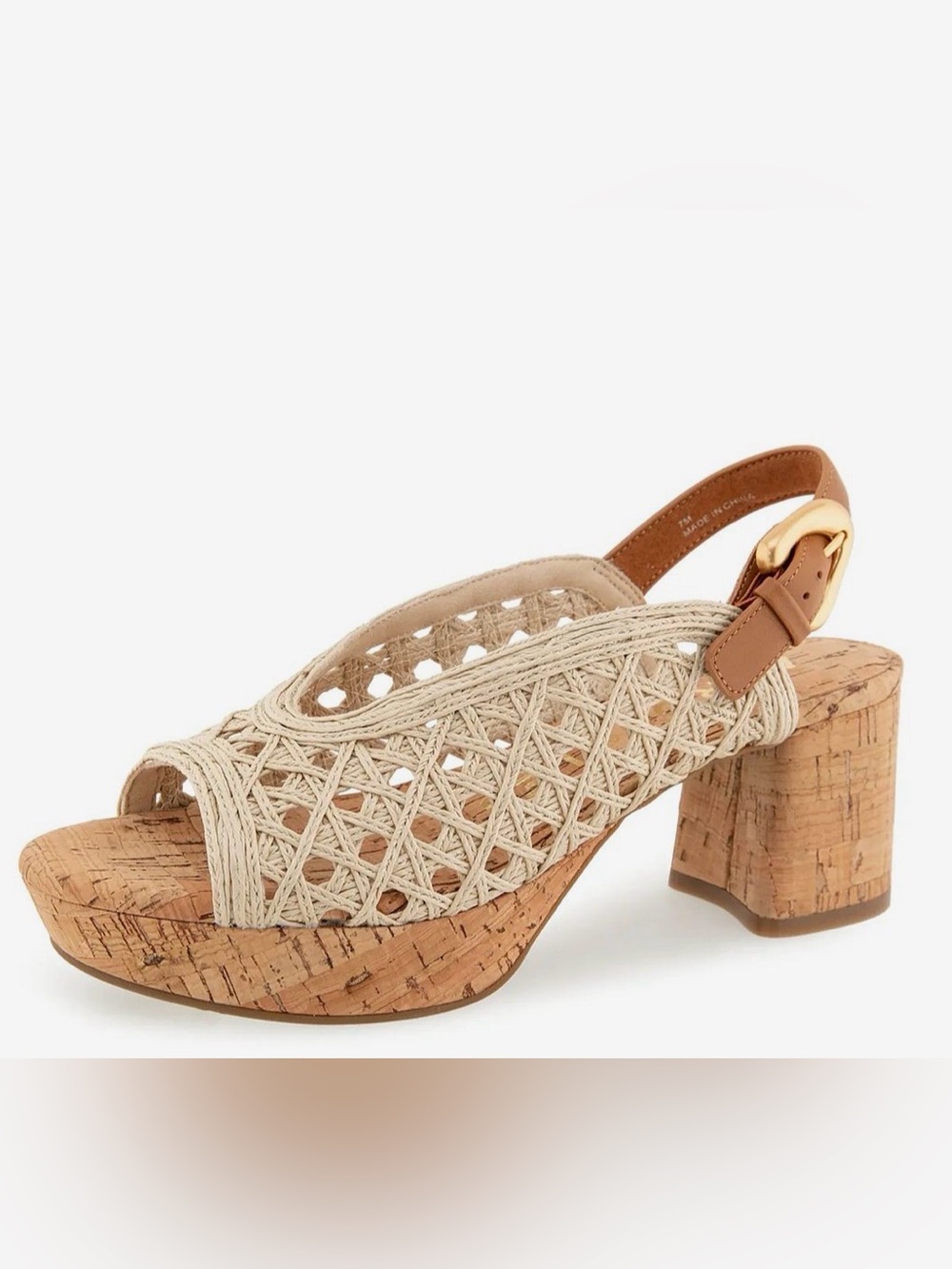 AEROSOLES CORNELIA RAFFIA Cream Woven Slingback Sandals 8.5